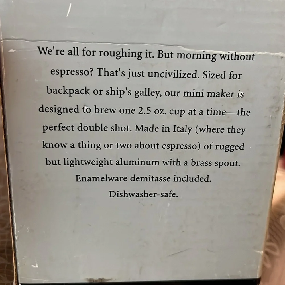 Restoration Hardware Mini Espresso Maker camping red enamelware Made in Italy